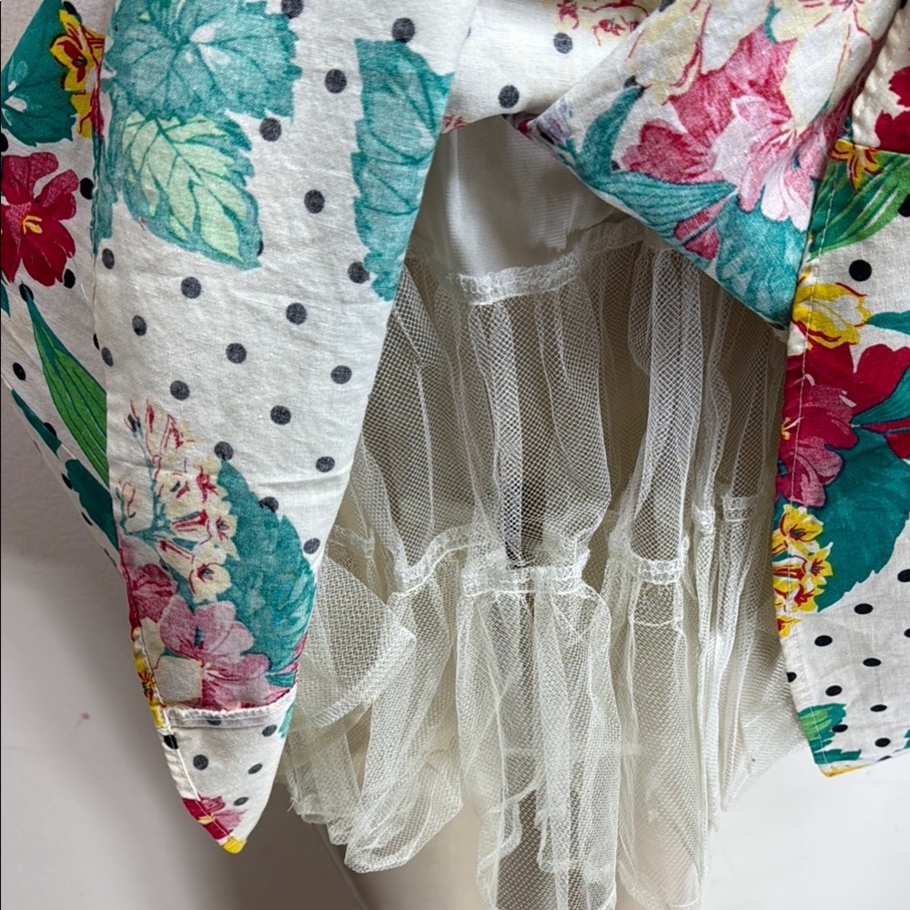 (T2) Benson & Smith 80s Vintage Bohemian Floral Print Cream Cotton Dress, Size 9 - Picture 4 of 14